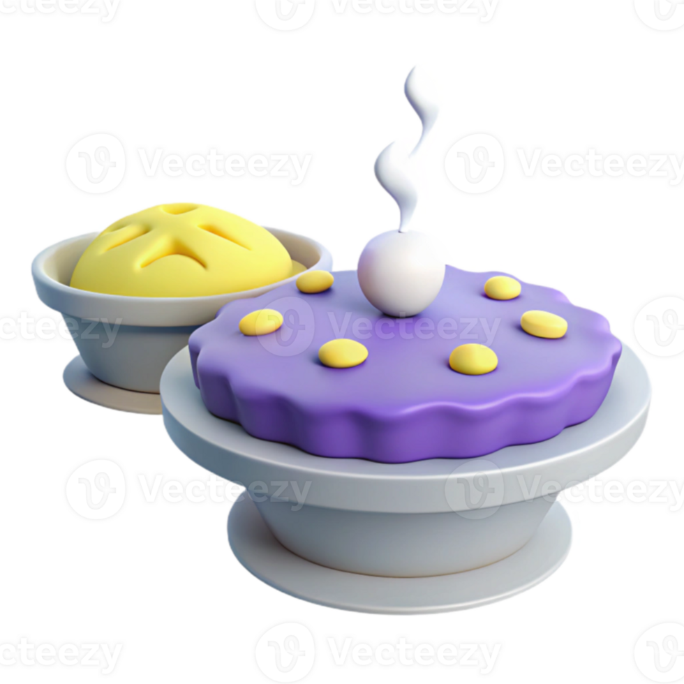 Purple and Yellow Dessert with Cream Topping png