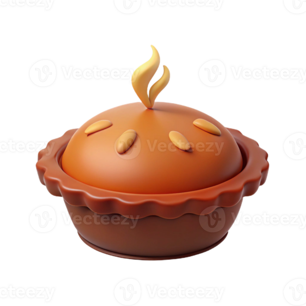 3D Cartoon Pie with Crust and Topping png