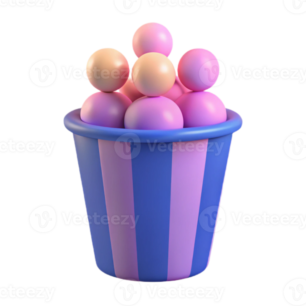 Striped Container Full of Colorful Spheres png