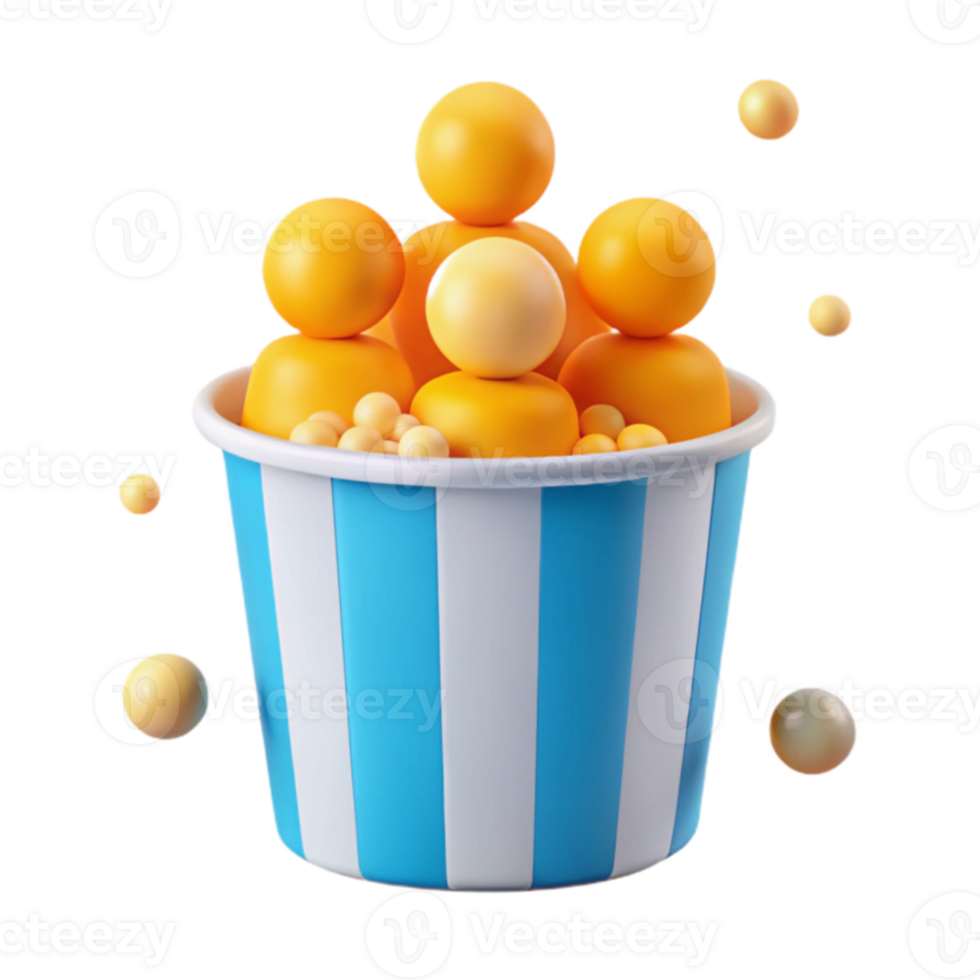 3D Rendering of a Group of People in a Popcorn Bucket png