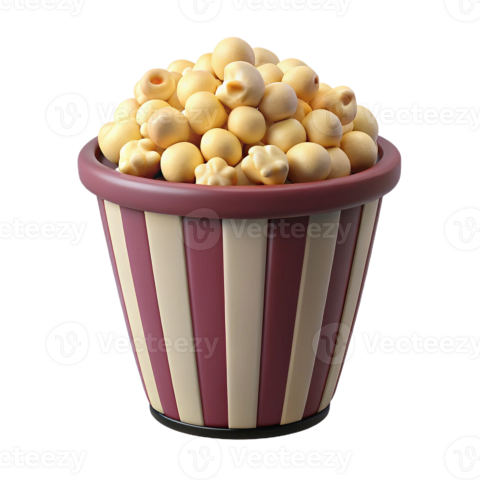 Striped Popcorn Bucket 3D Render png