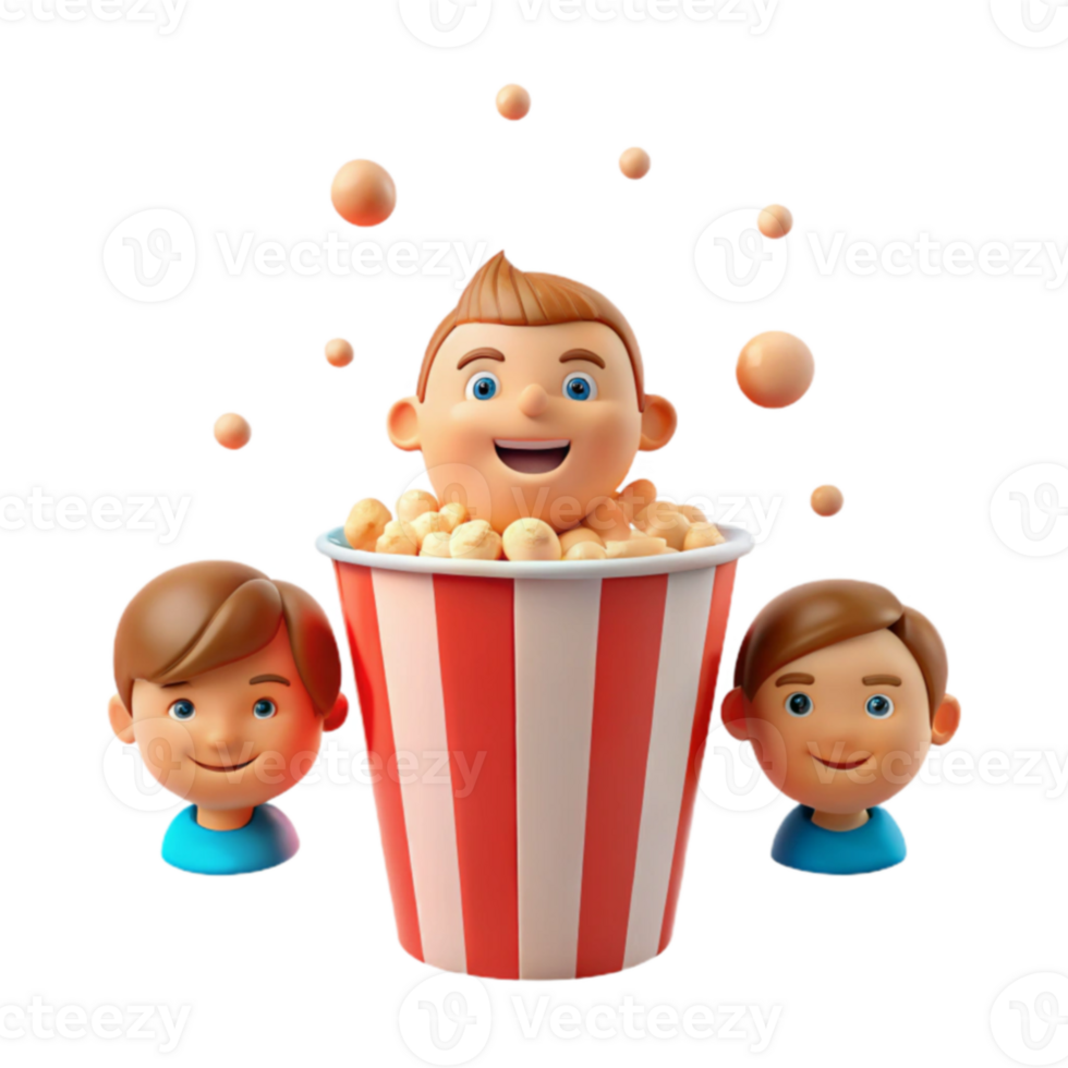 Cartoon Characters Enjoying Popcorn png