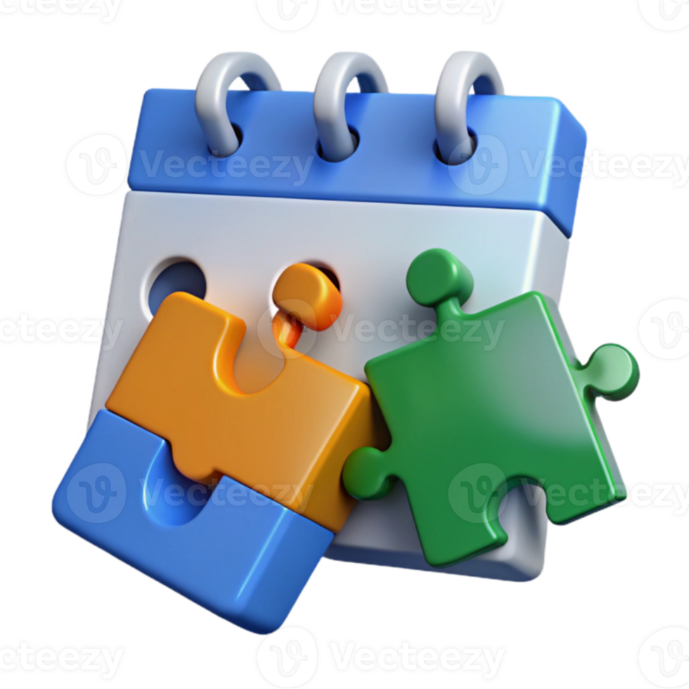 Calendar with Puzzle Pieces Scheduling and Planning png