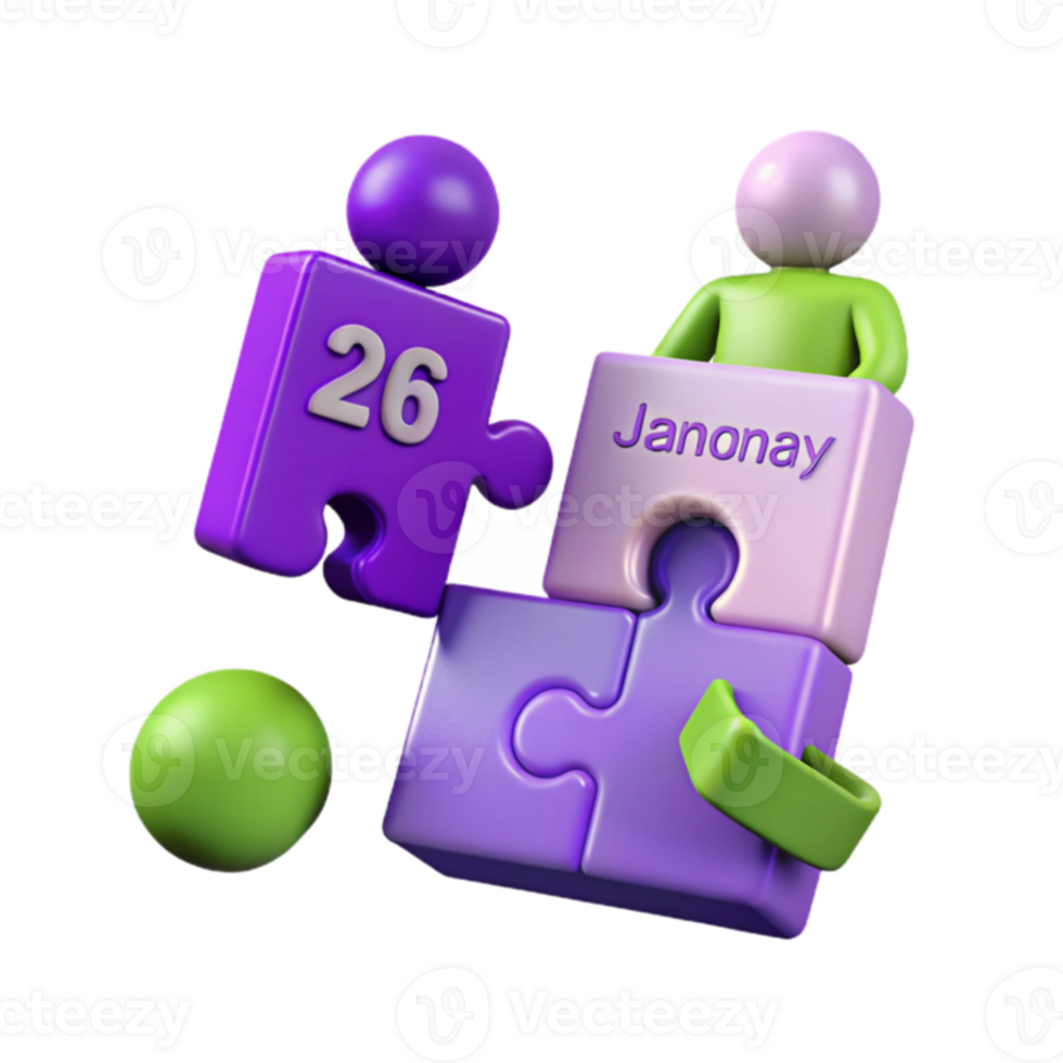 3D Puzzle Pieces with Date and Month png