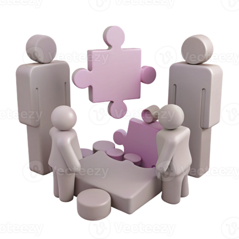 Teamwork and Collaboration People Working Together to Complete a Puzzle png