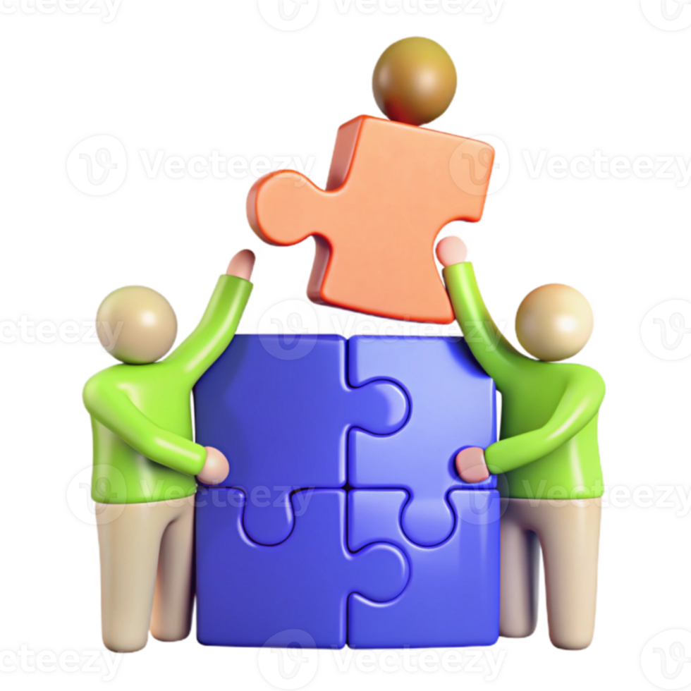 Teamwork Two People Putting Together a Puzzle png