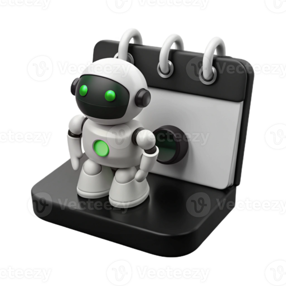 Robot and Calendar Scheduling the Future with Artificial Intelligence png