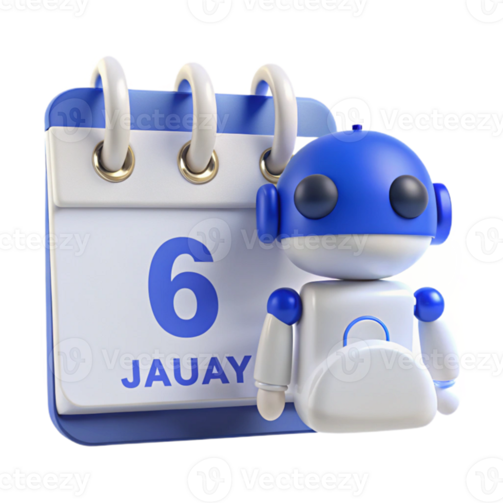 Calendar Icon with Robot Illustration png