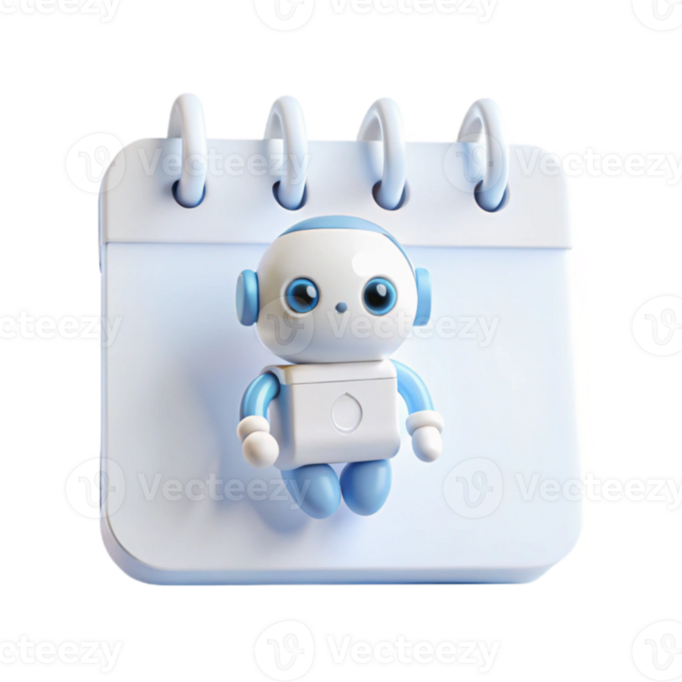 Cute Robot on a Calendar png