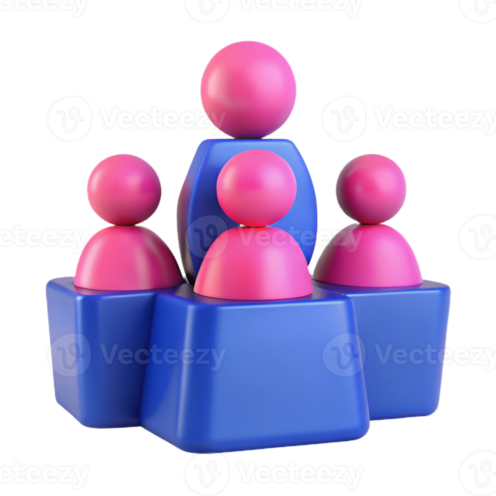3D Render of Group of People on Blue Platforms png