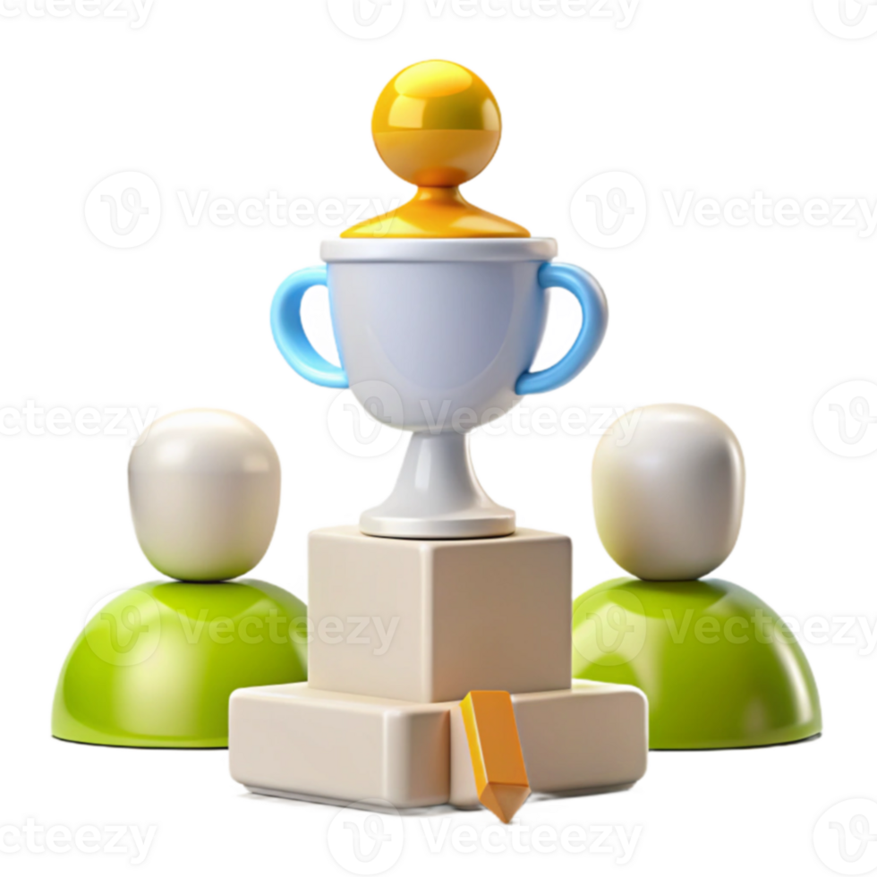 Winning the Competition Trophy, Podium, and a Pencil png