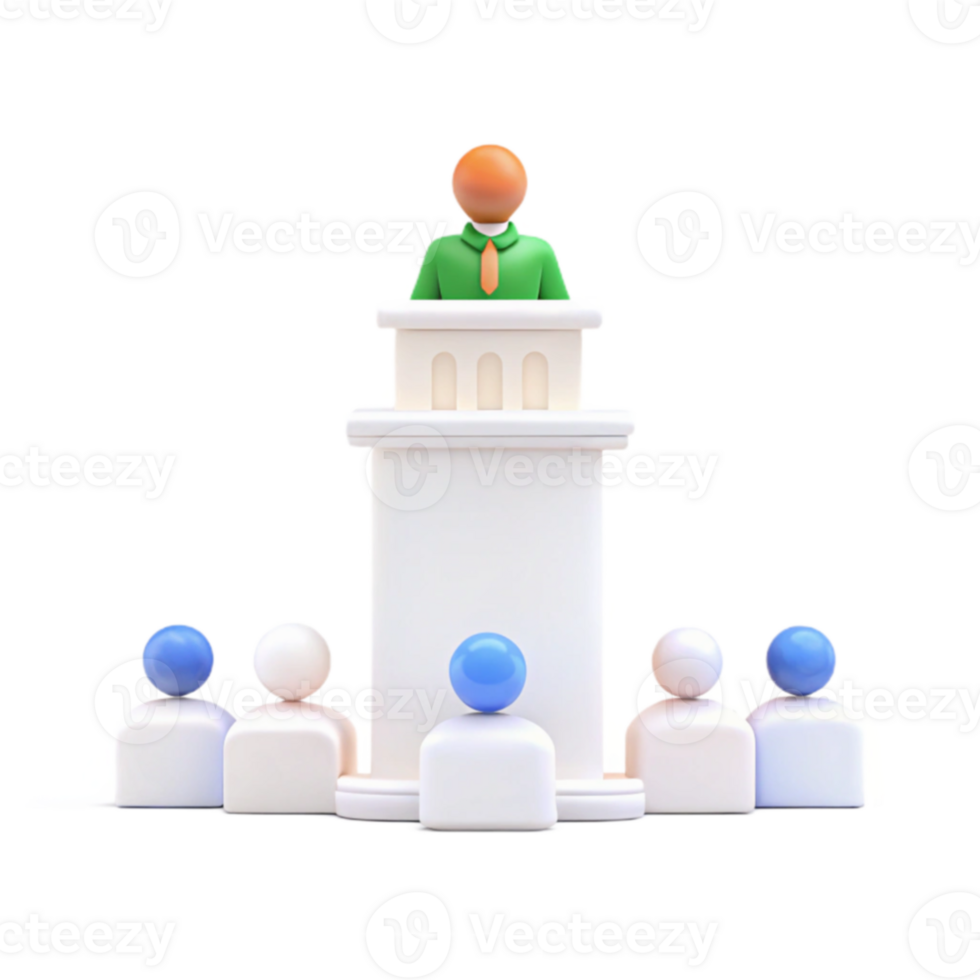 3D Illustration of a Speaker Addressing an Audience png