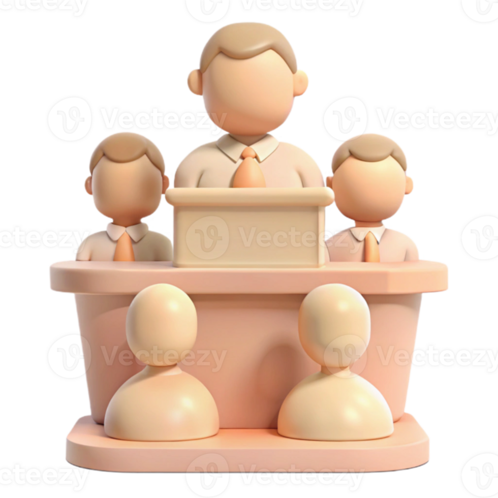 3D Illustration of a Speaker Addressing an Audience png