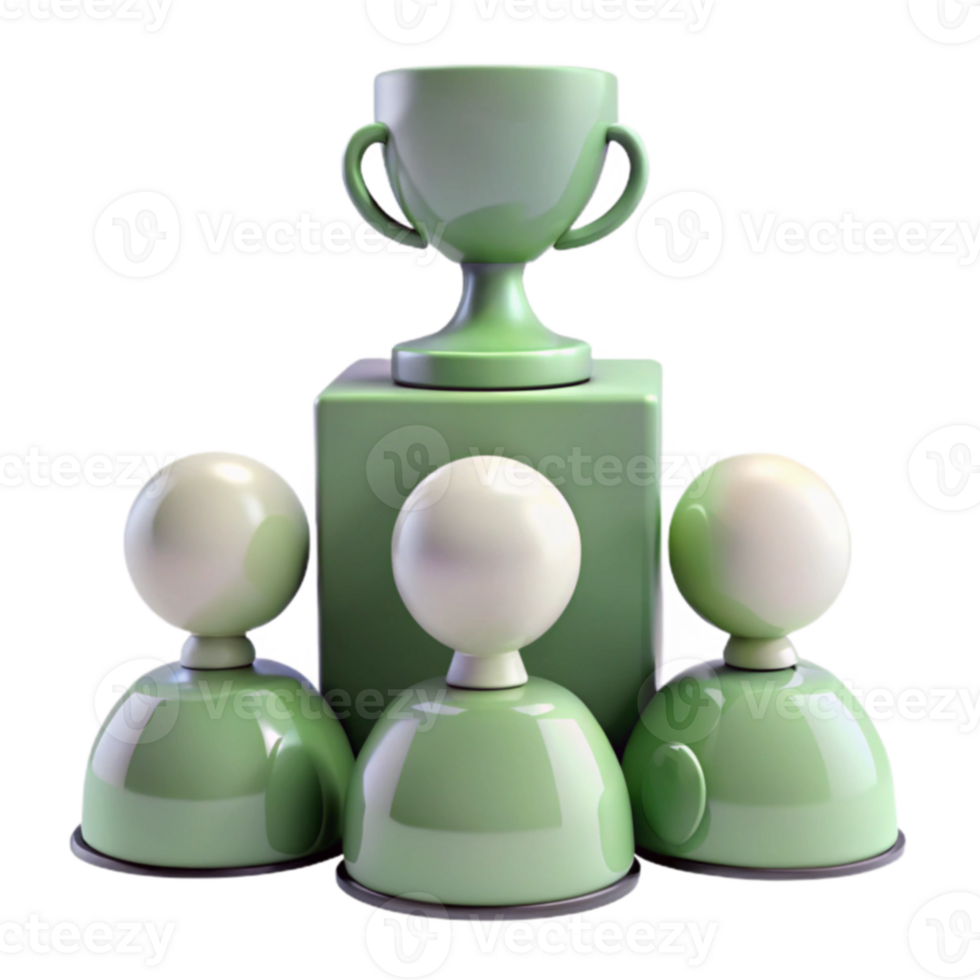 Teamwork, Success, and Achievement Three People Reaching for a Trophy png