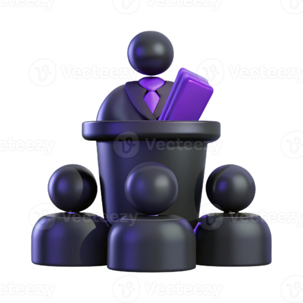 3D Illustration of a Speaker Addressing an Audience png