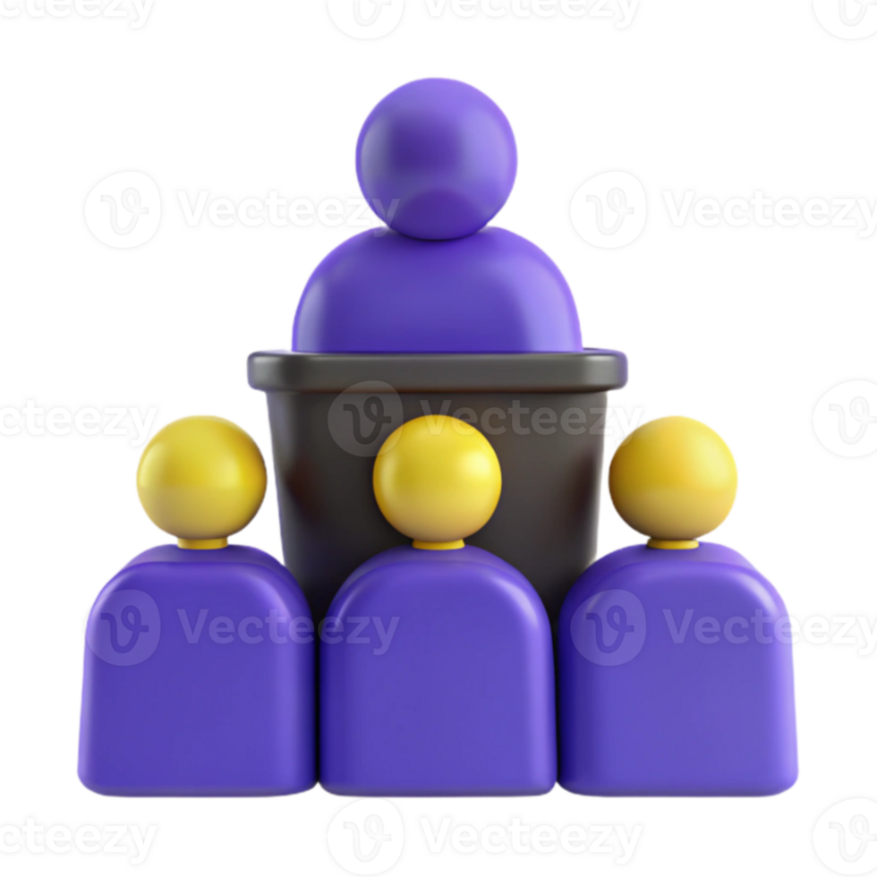 3D Illustration of a Speaker Presenting to an Audience png