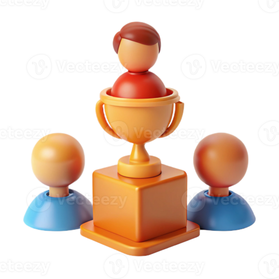3D Illustration of a Winner Holding a Trophy png