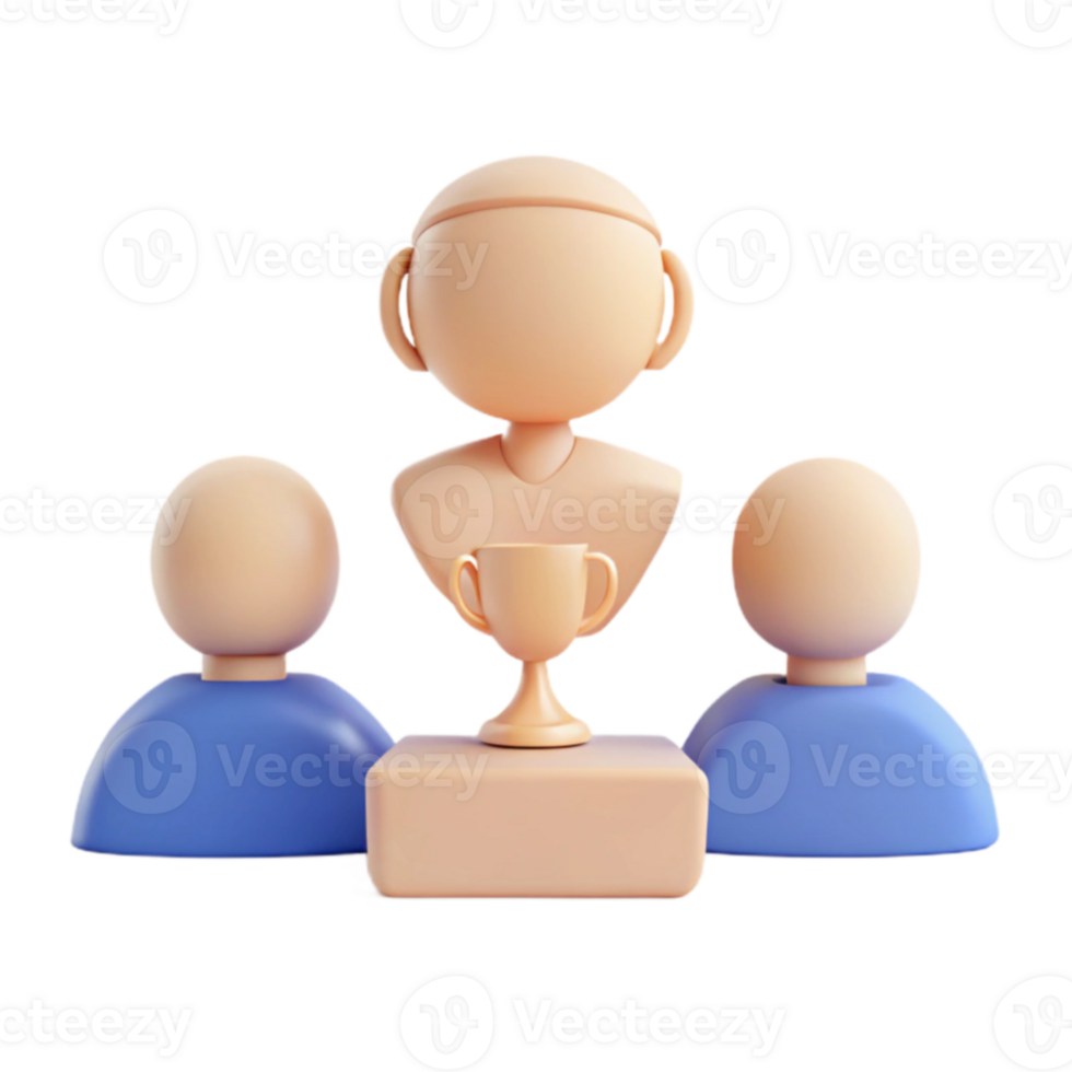 Teamwork and Achievement 3D Illustration of a Group with Trophy png