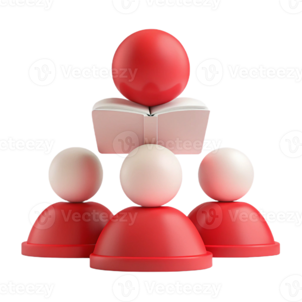Red Sphere Balanced on Open Book Above Three People png