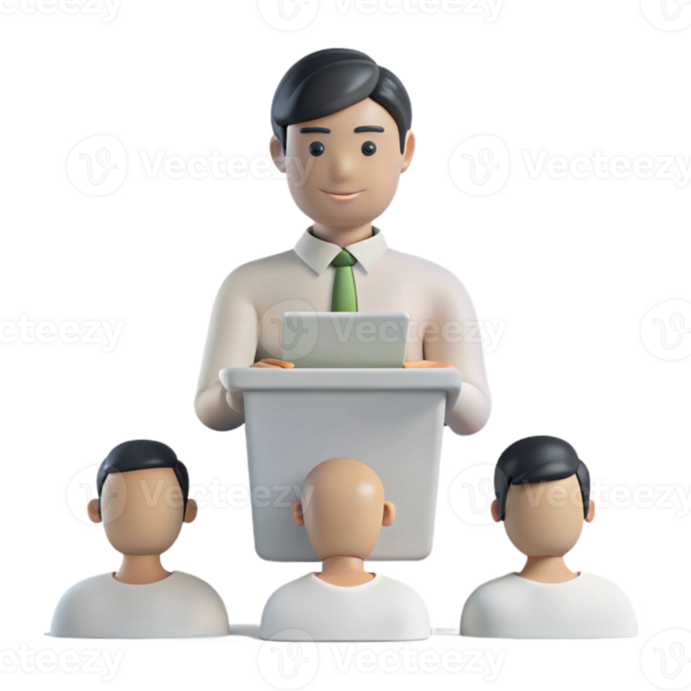 3D Illustration of a Speaker Addressing an Audience png