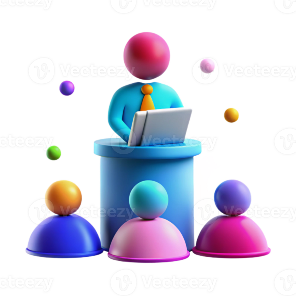 3D Illustration of a Person Giving a Presentation to a Group of People png