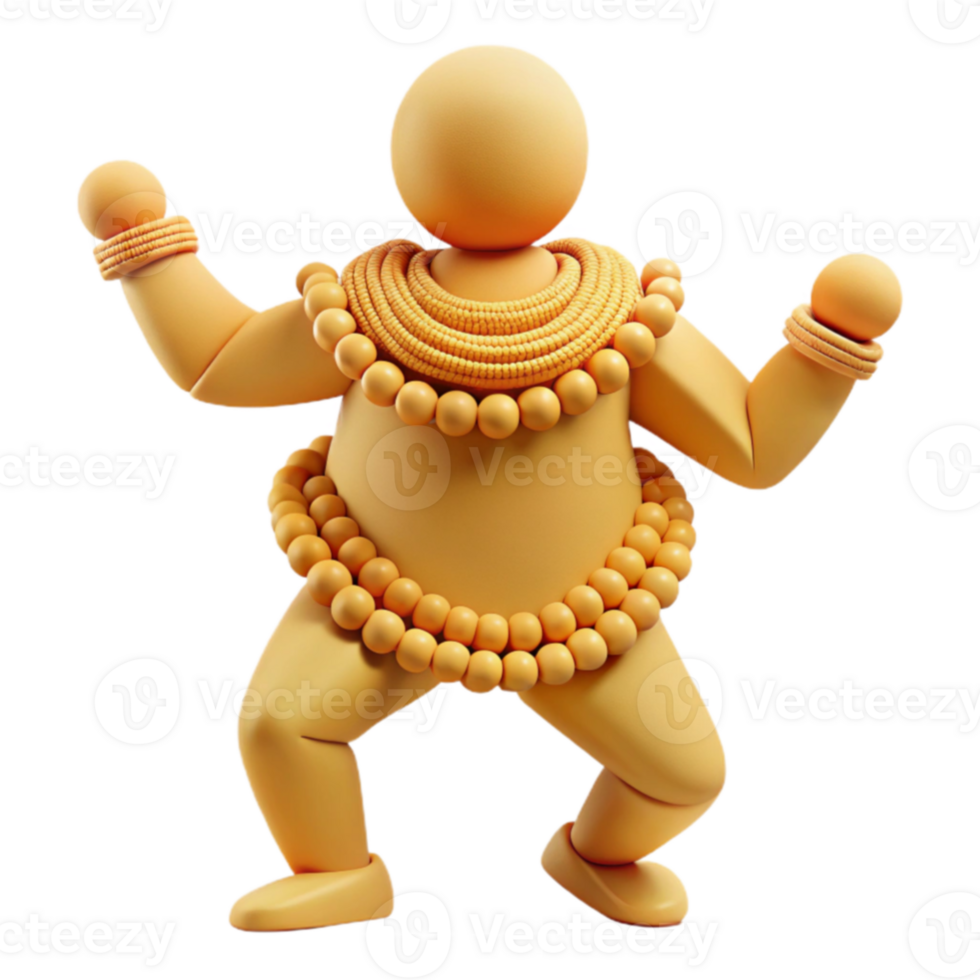 3D Render of a Happy Person Wearing Bead Jewelry png
