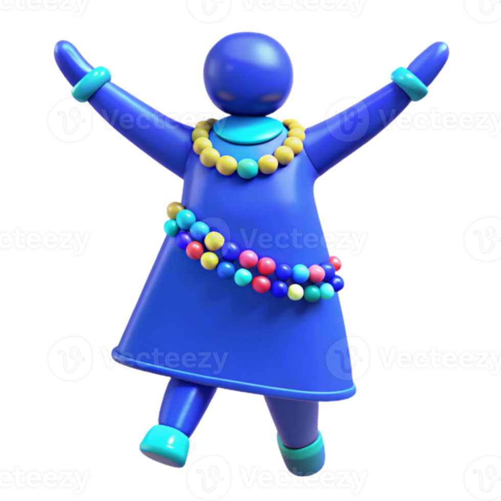 Joyful 3D Character with Colorful Accessories png