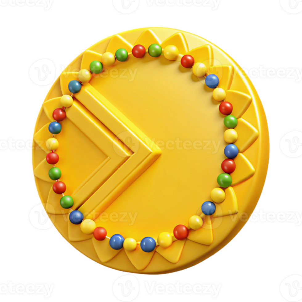 Yellow Circle with Colorful Beads and Geometric Shape png
