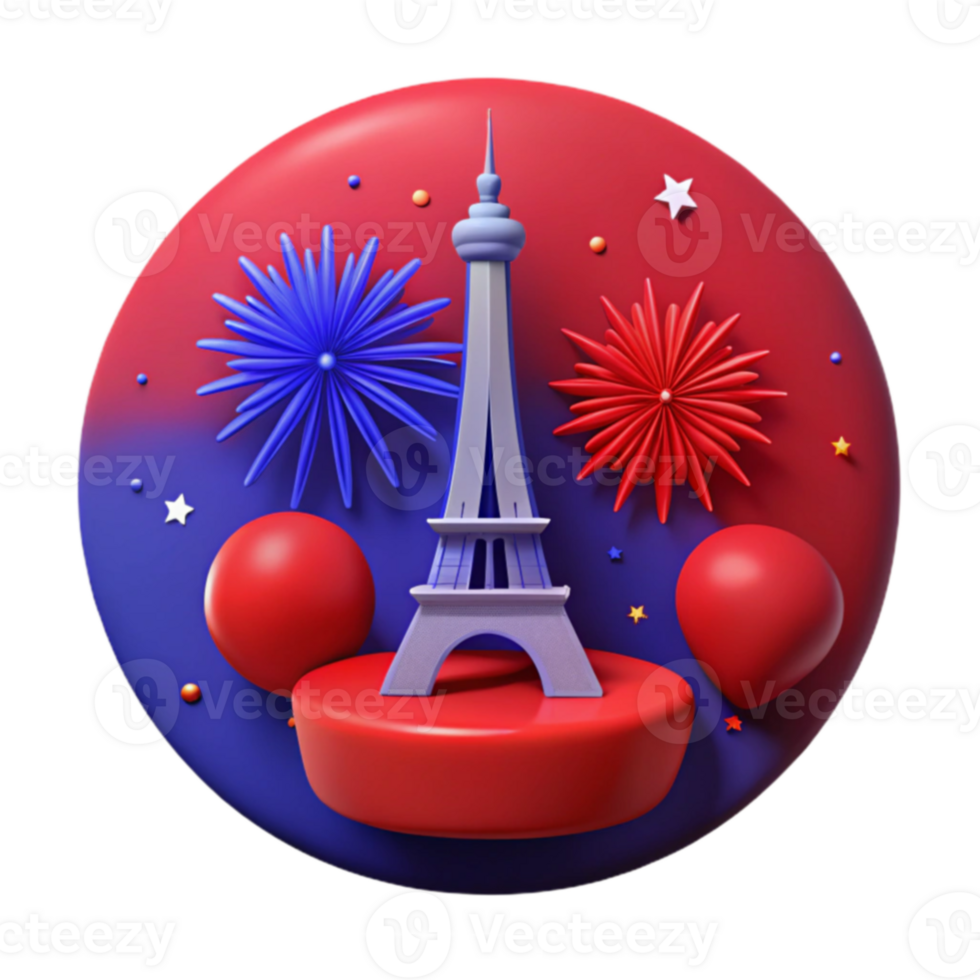 eiffel torre con fuegos artificiales y globos png