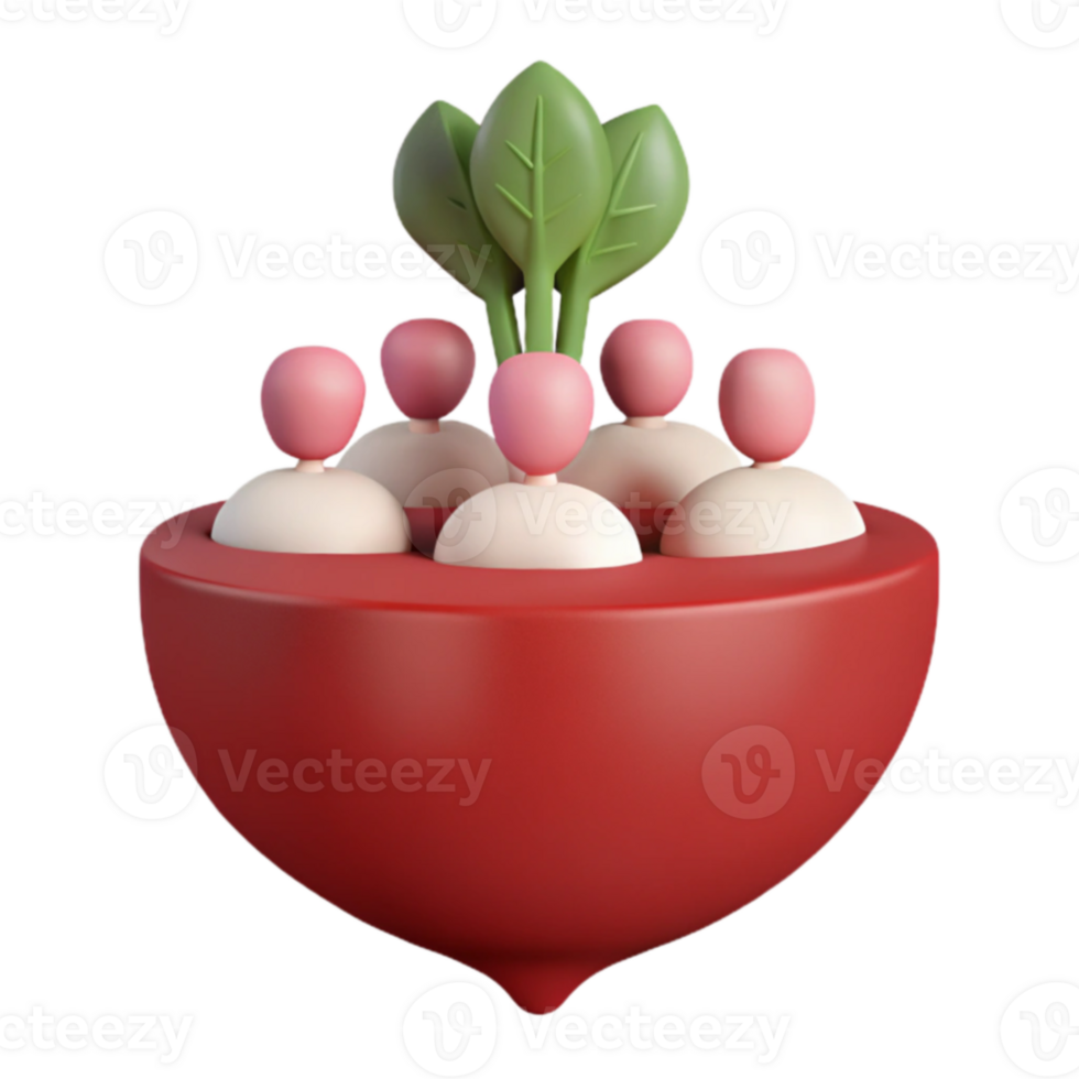 Growing Together A 3D Illustration of Unity and Progress png