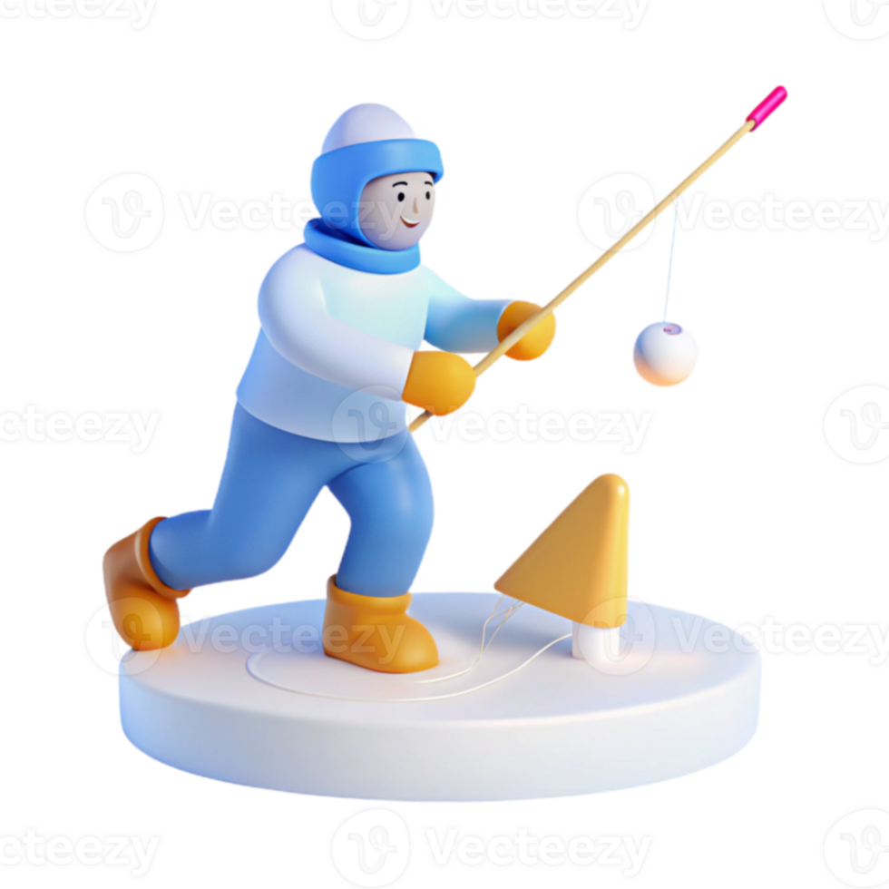 3D Illustration of a Person Playing a Winter Sport png