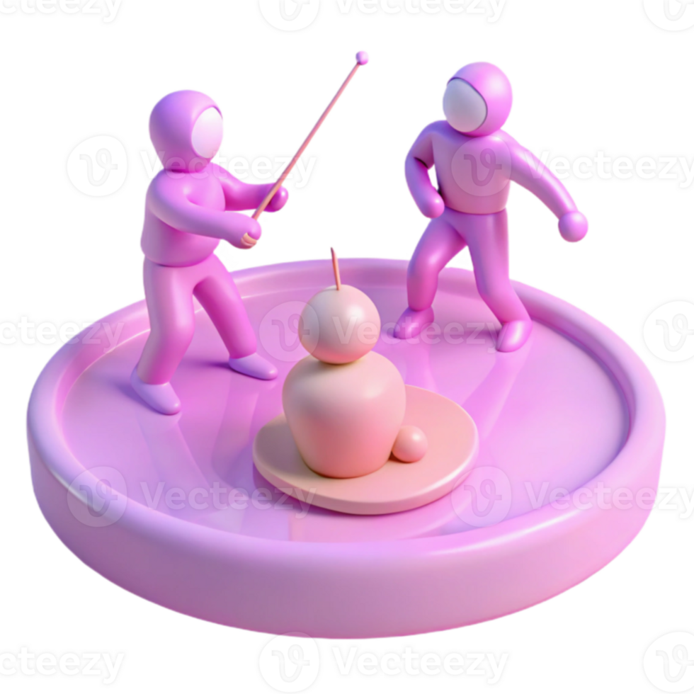 3D Rendered Illustration of Two Figures on a Circular Platform png