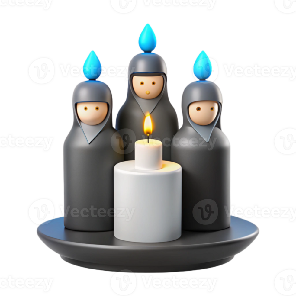 Three Figures Surrounding a Lit Candle png