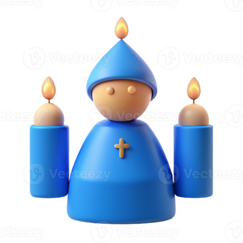 3D Render of a Religious Figure with Candles png