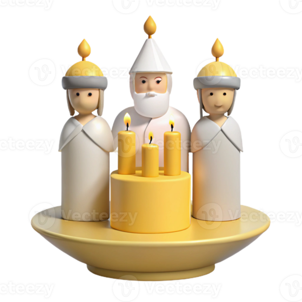 Three Figures with Candles on a Cake png