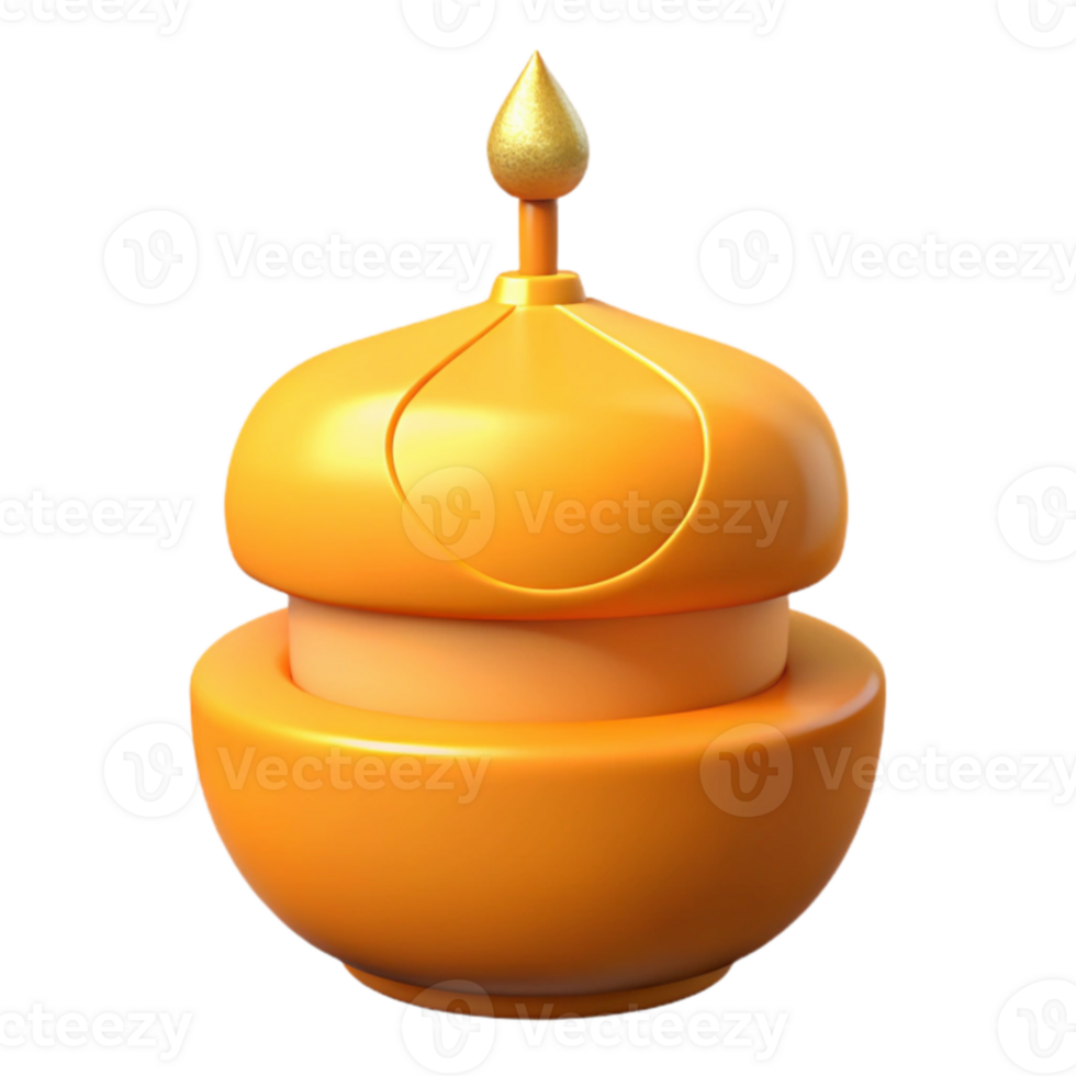 Orange and Gold 3D Model of a Round Object with a Dome Top png