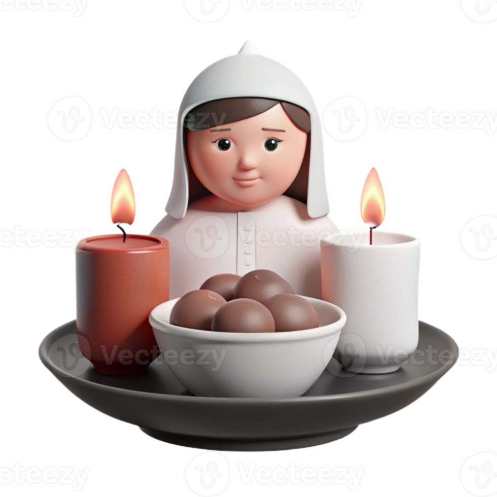 3D Render of a Person with Candles and Chocolate png