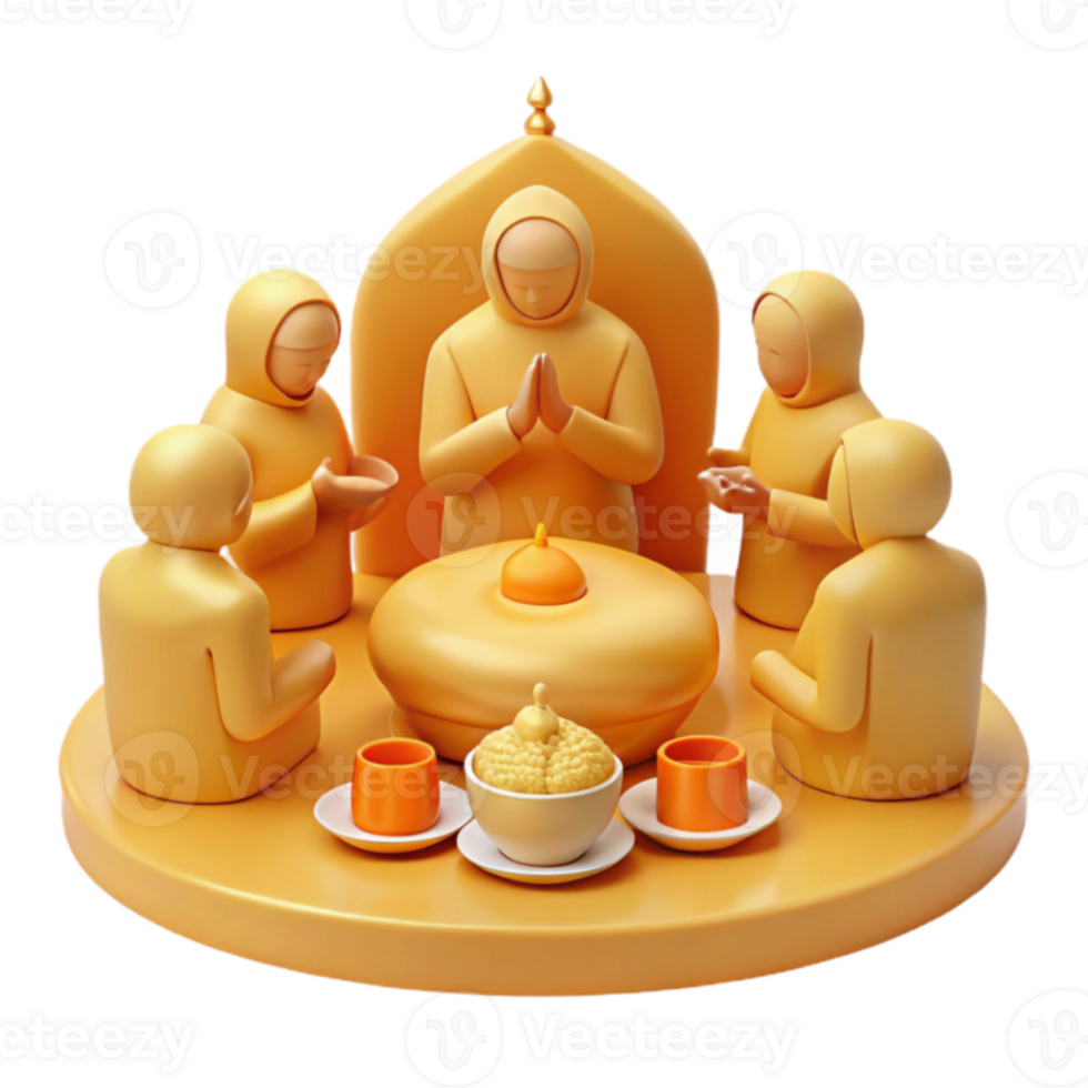 3D Illustration of People Gathering Around a Table png