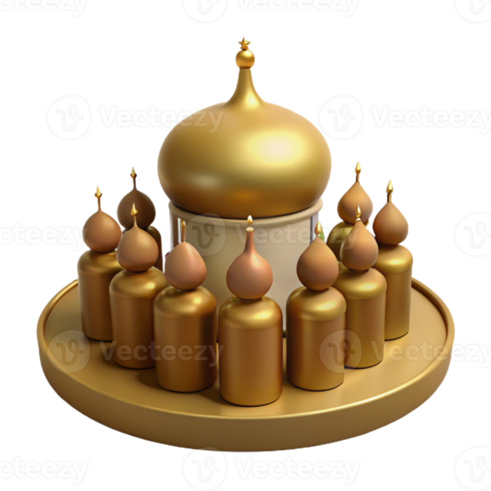 Golden Domes and Towers A 3D Illustration png