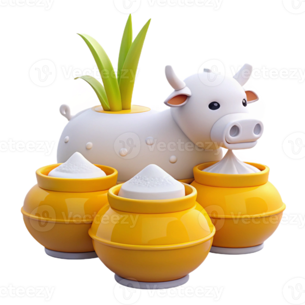 Cow and Pot Illustration for Indian Festival png