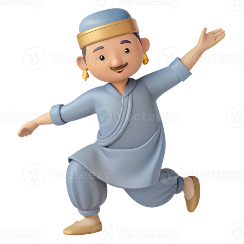 3D Cartoon Illustration of a Man in Traditional Clothing png