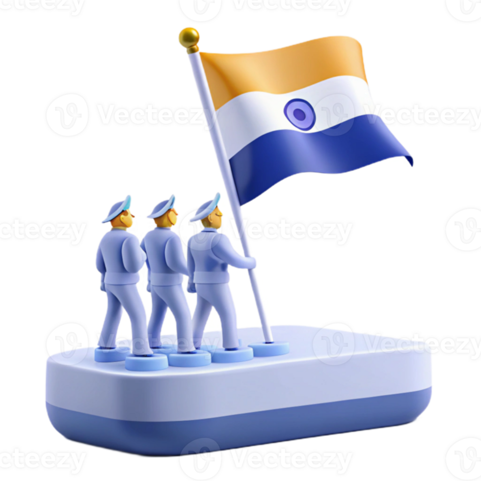 3D Illustration of Soldiers Marching with a Flag png