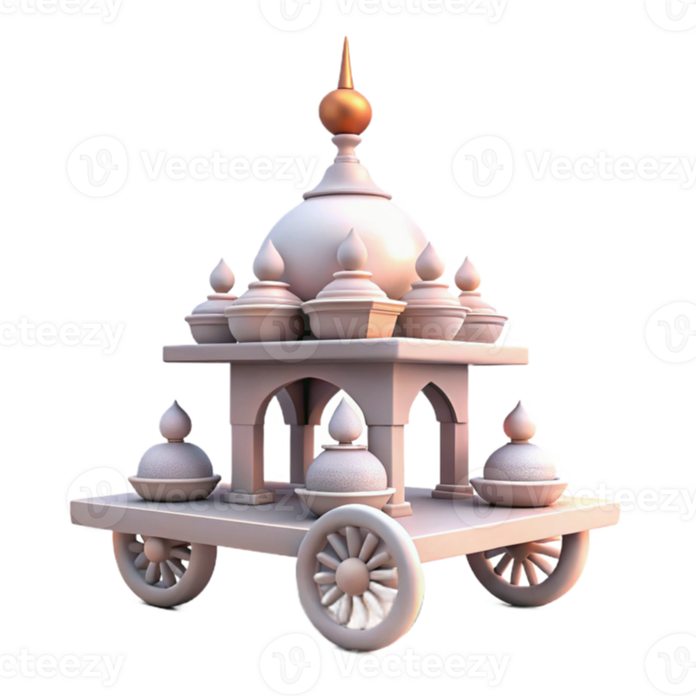 Ornate Cart with Dome and Multiple Small Domes png