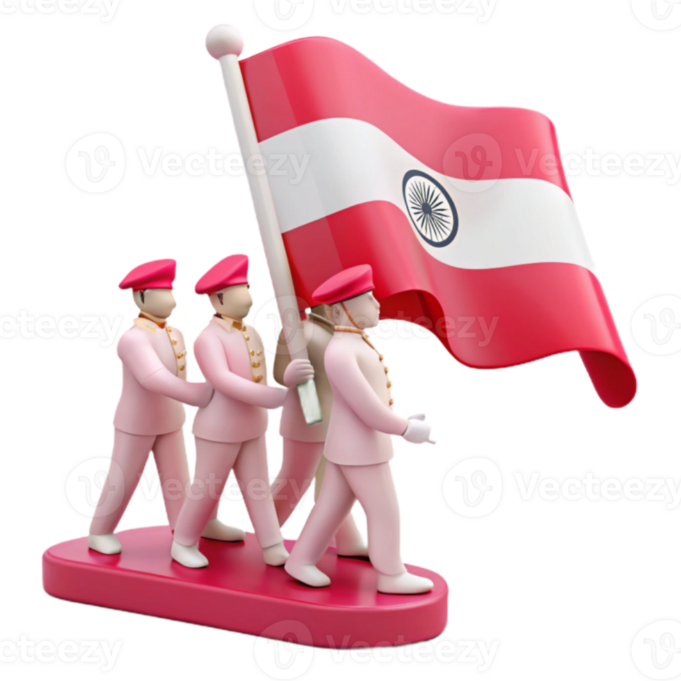 Three Figures Marching with a Waving Flag png