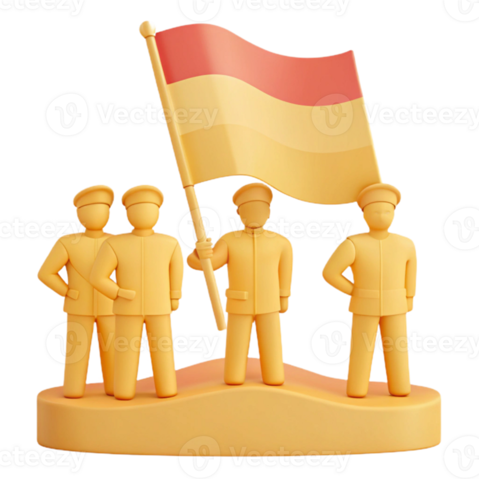 3D Render of Figures Holding a Flag png