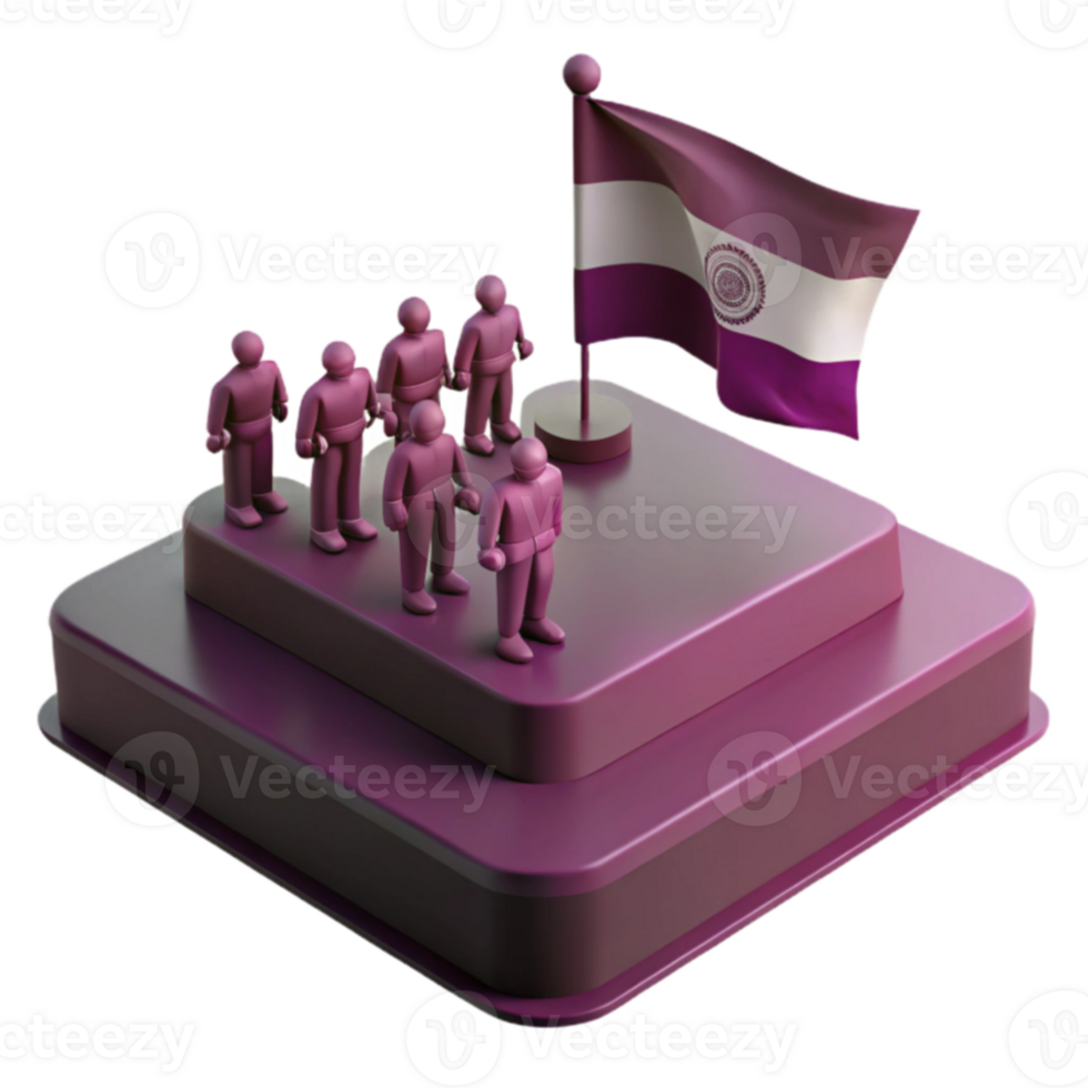 Group of People Standing on Platform with Flag png