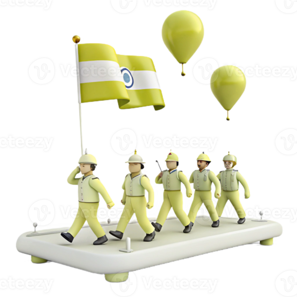 Yellow Toy Soldiers Marching with Flag and Balloons png