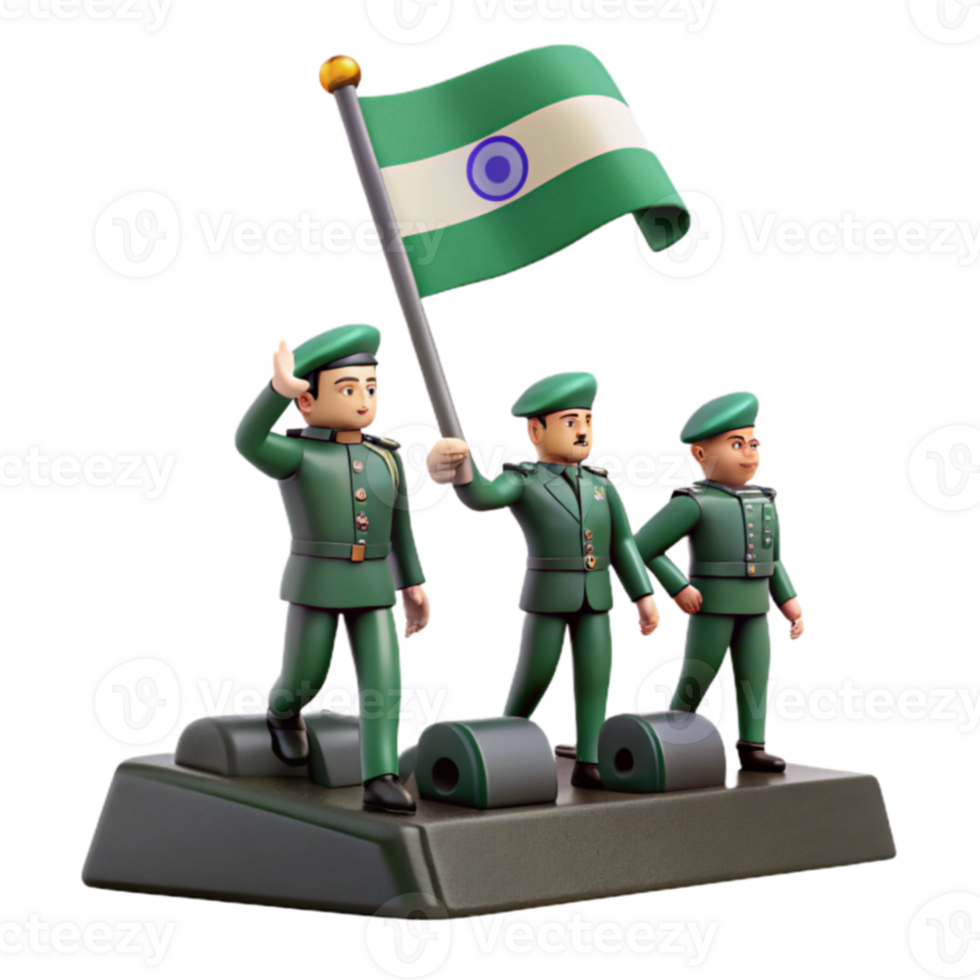Three Soldiers Saluting with a Flag png