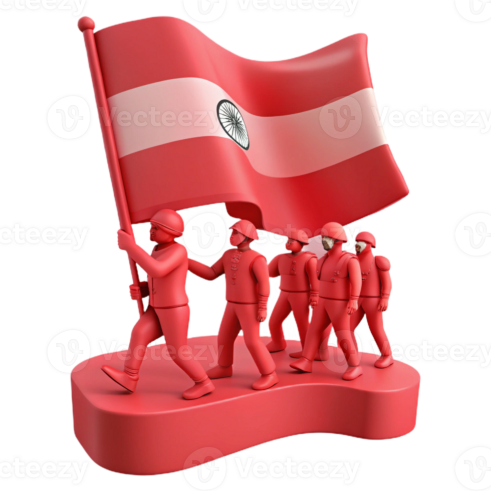 Red Figures Marching with Flag png
