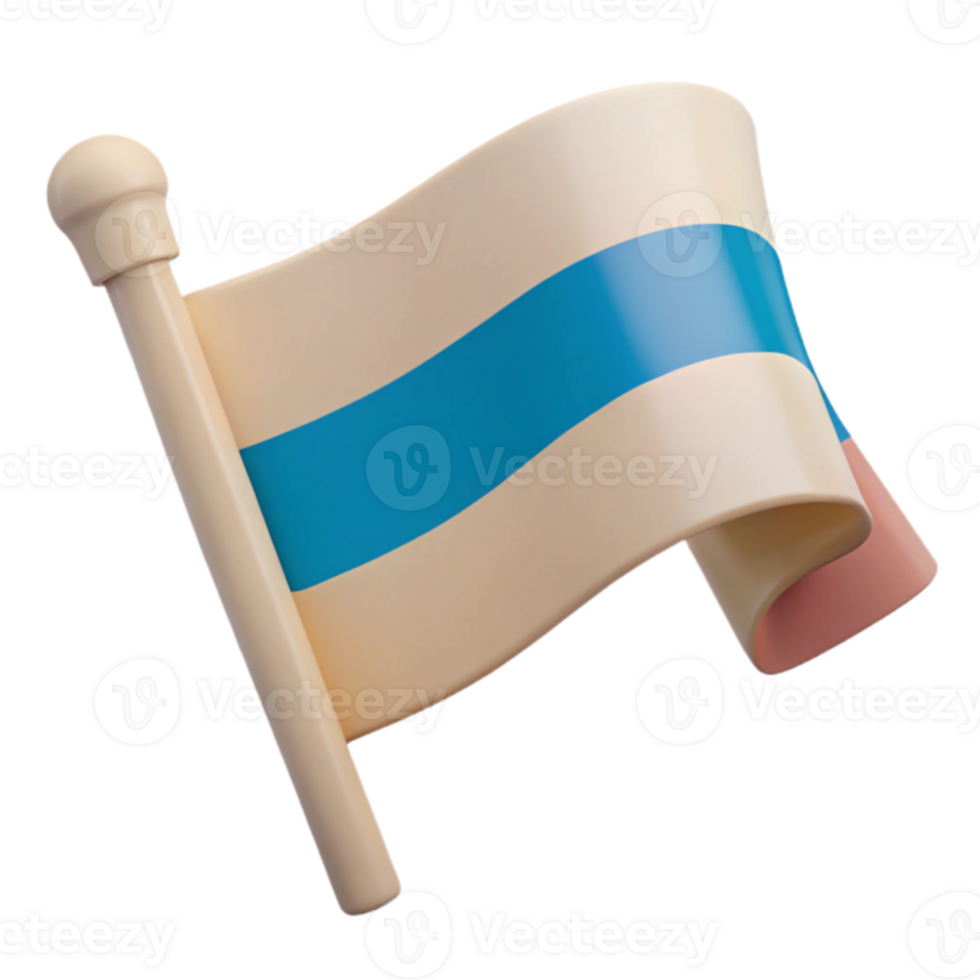 3D Cartoon Flag with Blue Stripe png
